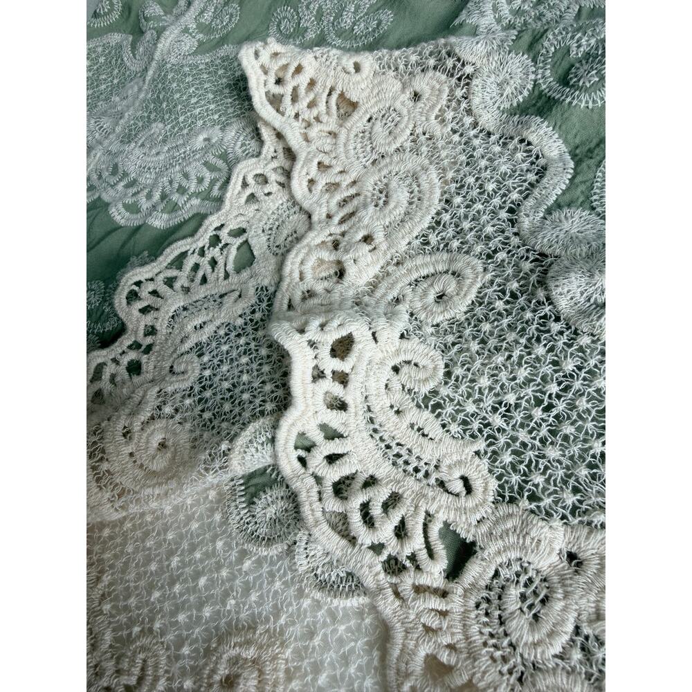 Democracy Sage Green Embroidered Lace Cold Shoulder Boho Blouse Plus Size 1X - Picture 8 of 11